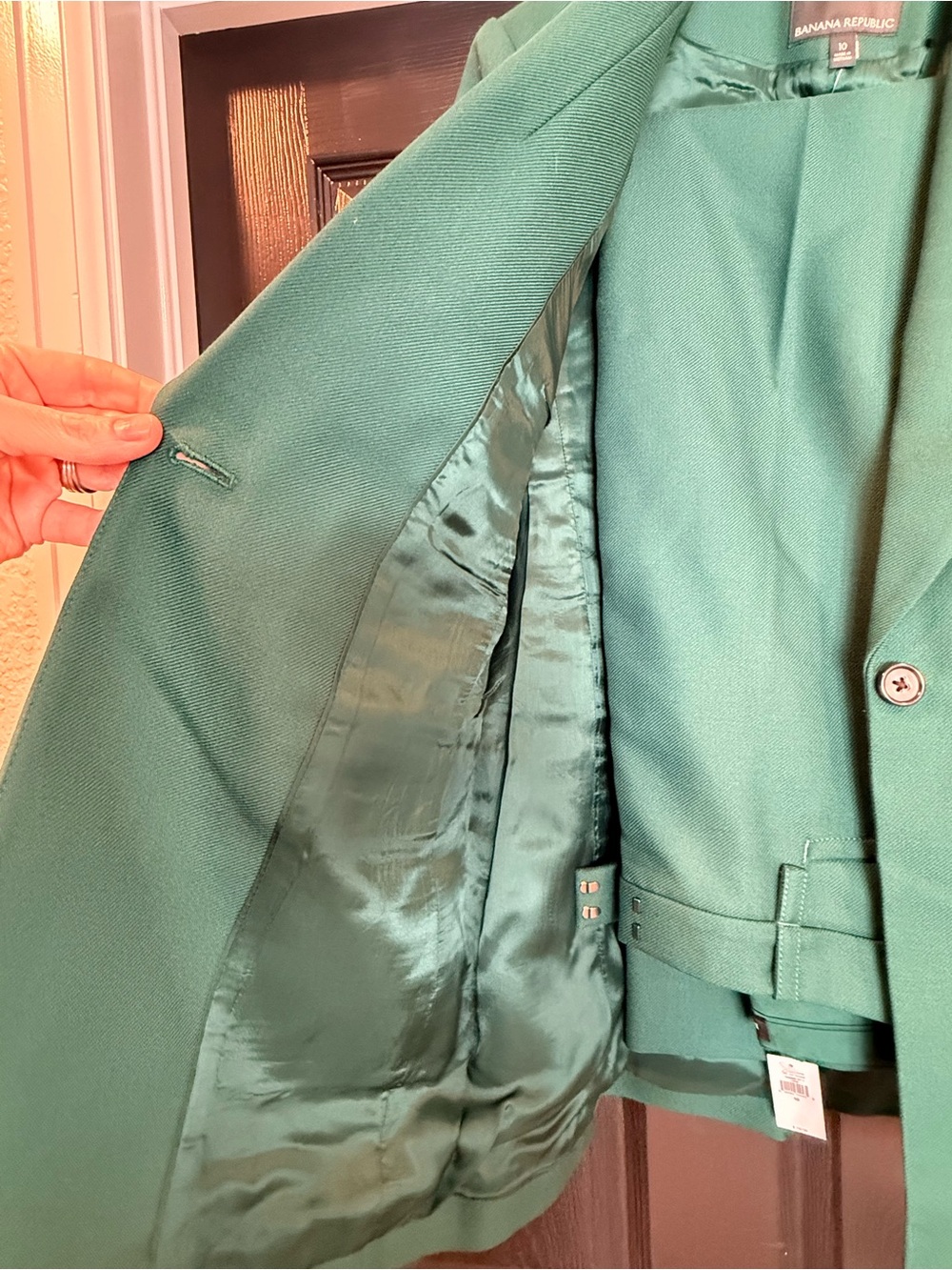 NWT LIDO SCULPTED ITALIAN WOOL BLAZER | GREEN | SIZE 10 - Picture 5 of 6